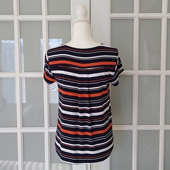 Alfani Petite Striped Shirttail T-Shirt Navy Bold Stripe - Picture 5 of 13